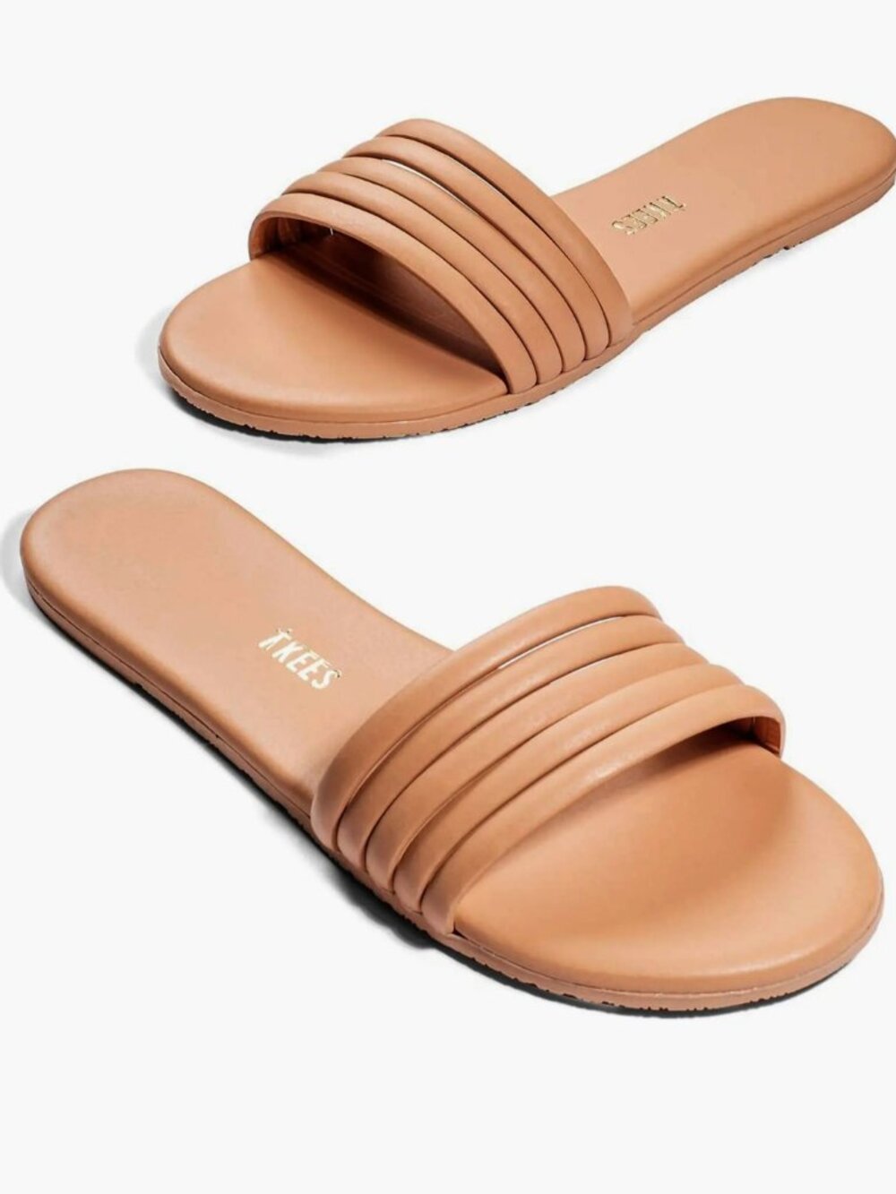 TKEES Serena Slide Sandals Womens 9 Pout Nude Cowhide Leather Made in Brazil